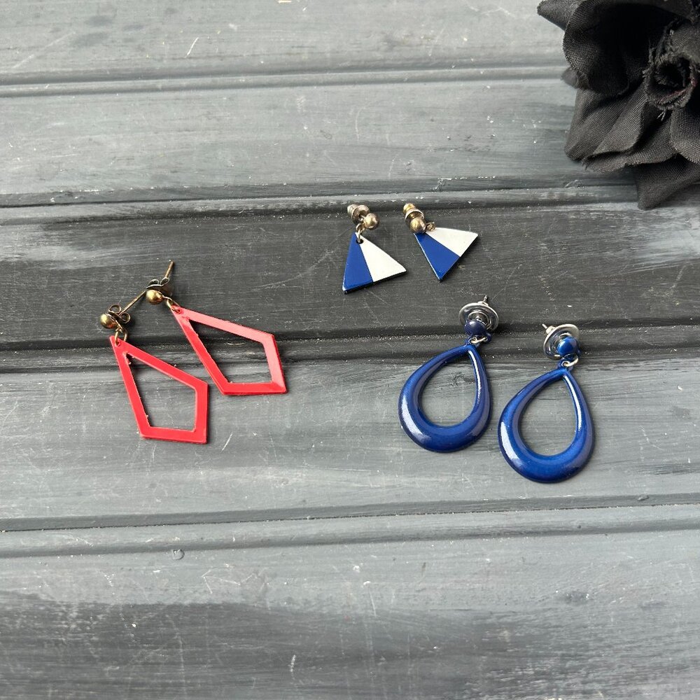 Red, White + Blue Earring Lot (Lot of 3)